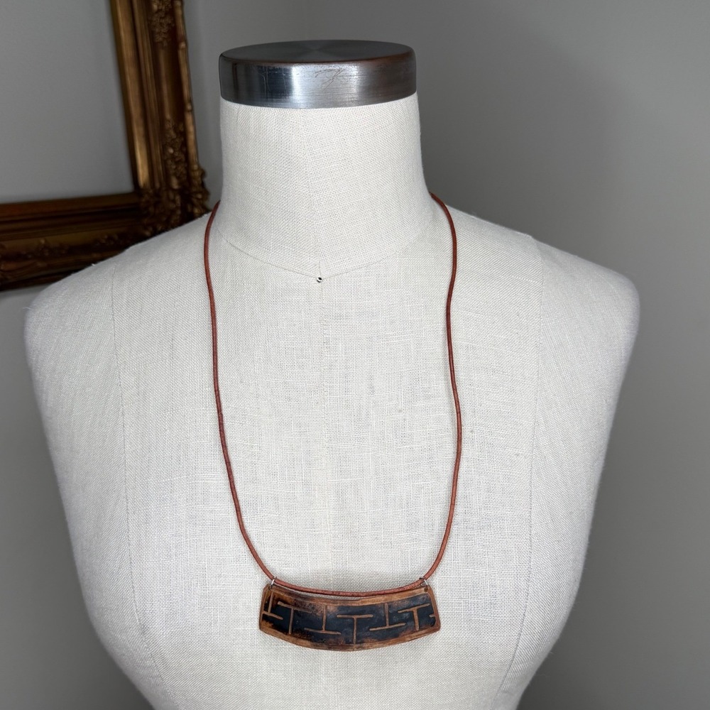 Unbranded Coconut Pendant Necklace Brown Tribal Leather Cord Women's OS